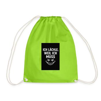 Humorous slogan with a mischievous smile - Drawstring Bag - neon green - Front