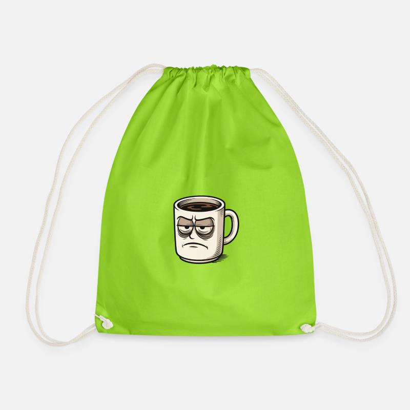 Kaffeetasse mit mürrischem Gesicht - Turnbeutel - Neongrün