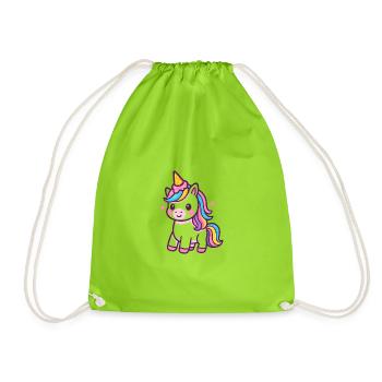 Licorne colorée avec crinière arc-en-ciel - Sac de sport léger - vert néon - Devant