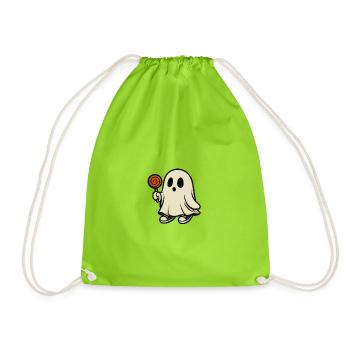 Fantôme gourmand avec sucette – Design Halloween m - Sac de sport léger - vert néon - Devant