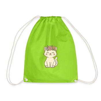 Blumenkranz Katze Charm - Turnbeutel - Neongrün - Vorne