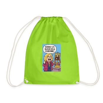 Caricature Theft of the Louvre Pierre Jean. - Drawstring Bag - neon green - Front