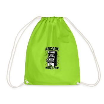 Arcade Classic Insert Coin - Drawstring Bag - neon green - Front