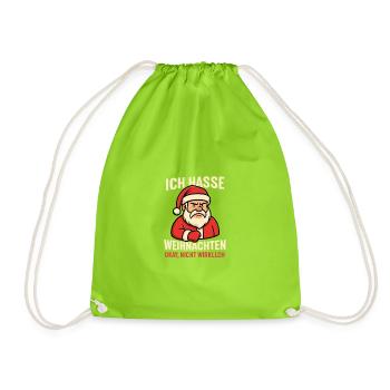 Ich hasse Weihnachten Santa - Turnbeutel - Neongrün - Vorne