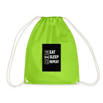 Eat sleep repeat - Drawstring Bag - neon green - Front