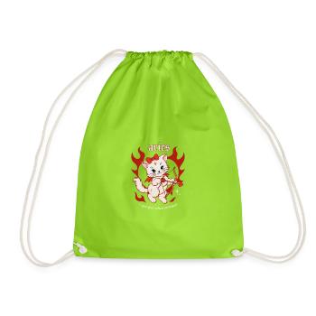 Aries Feuerkätzchen Bogenschütze - Turnbeutel - Neongrün - Vorne