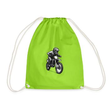 Motocross Rider Illustration - Drawstring Bag - neon green - Front