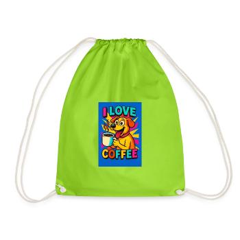 Dessin animé J’adore le chien au café - Sac de sport léger - vert néon - Devant