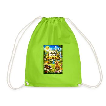 Outdoor adventure with Pup - Drawstring Bag - neon green - Front