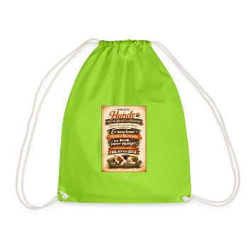 Lazy Dog on the Sofa Saying - Drawstring Bag - neon green - Front
