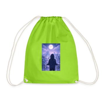 Night skyline neon hoodie - Drawstring Bag - neon green - Front