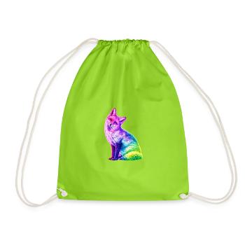 Regenbogenfuchs Farbkunst - Turnbeutel - Neongrün - Vorne