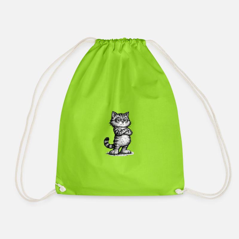 Grumpy Katze – Chef Vibes (Sketch Attitude) - Turnbeutel - Neongrün