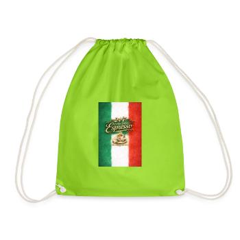24/7 Espresso Kraft Italiens Flagge - Turnbeutel - Neongrün - Vorne