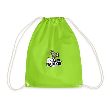 Rarely bike free - skeleton bike - Drawstring Bag - neon green - Front