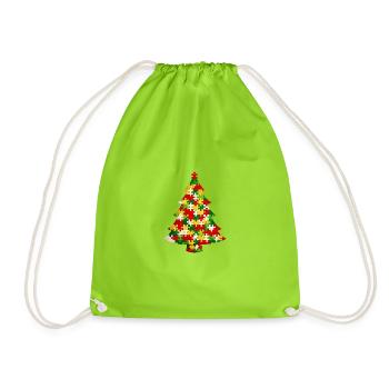 Weihnachtsbaumpuzzle - Turnbeutel - Neongrün - Vorne