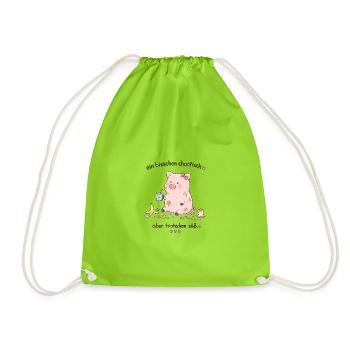 Kuscheliges Chaotisches Schweinchen-Design - Turnbeutel - Neongrün - Vorne