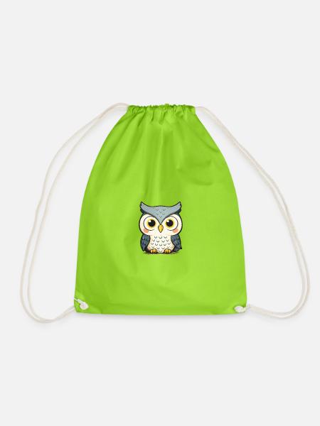 Cuddly owl illustration - Drawstring Bag - neon green