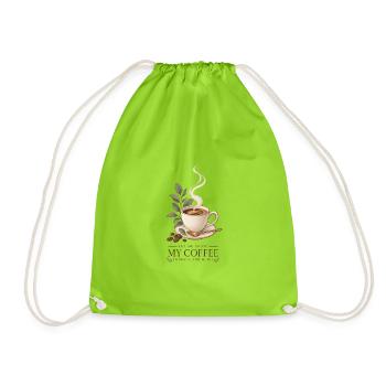 Let Me Enjoy My Coffee in Peace and Quiet - Drawstring Bag - neon green - Front