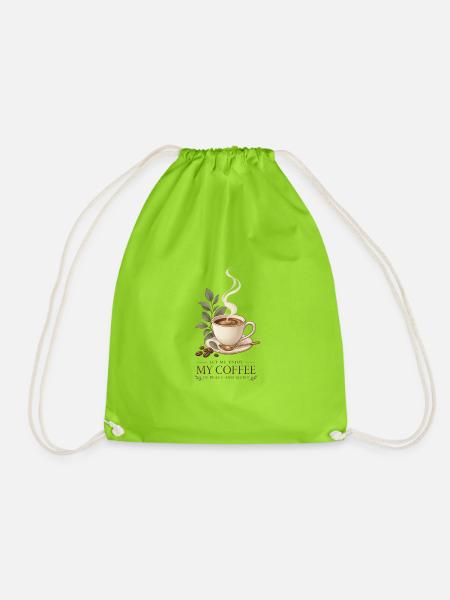 Let Me Enjoy My Coffee in Peace and Quiet - Drawstring Bag - neon green