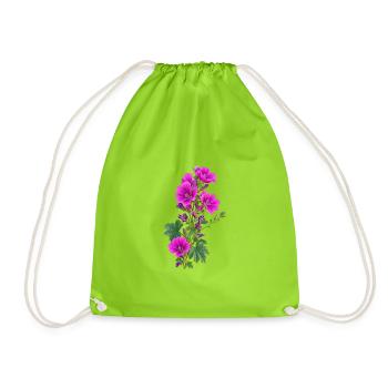 PurpleGeranium Blossoms - Drawstring Bag - neon green - Front