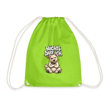 Nichts Darf Ich Hund – freches Motiv - Turnbeutel - Neongrün - Vorne