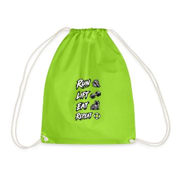 LAUF, HEBEN, ESSEN, WIEDERHOLEN, WIEDERHOLEN - Turnbeutel - Neongrün - Vorne
