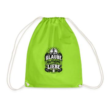 Glaube. Hoffnung. Liebe. – 1. Korinther 13,13 - Turnbeutel - Neongrün - Vorne