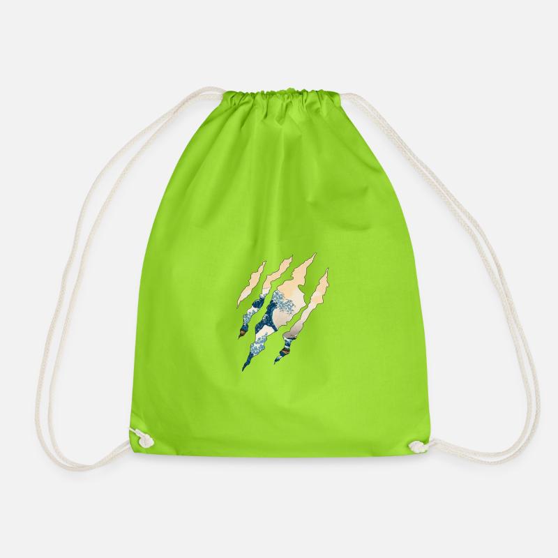 kanagawa - Drawstring Bag - neon green