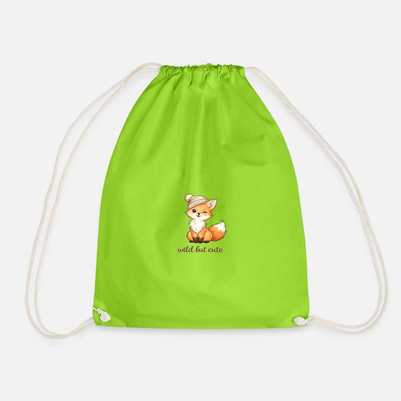 Cuddly fox with hat - Drawstring Bag - neon green