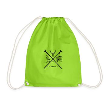Black Camargue emblem - Drawstring Bag - neon green - Front