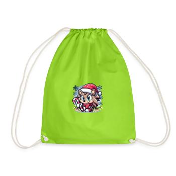 Igel-Weihnachten - Turnbeutel - Neongrün - Vorne