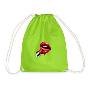 Kussrot Lippen-Glanz Design - Turnbeutel - Neongrün - Vorne
