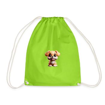 Chiot mignon de style dessin animé - Sac de sport léger - vert néon - Devant