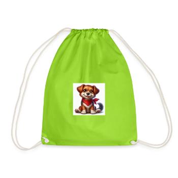 Chien câlin avec bandana rouge - Sac de sport léger - vert néon - Devant