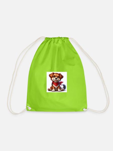 Kuschelhund mit rotem Bandana - Turnbeutel - Neongrün