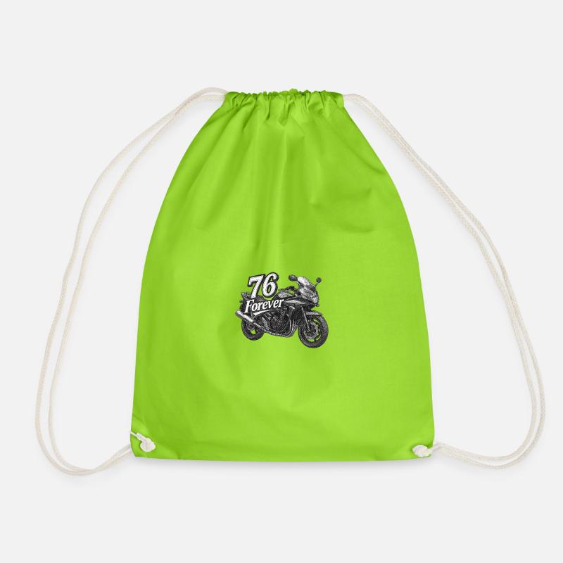 Moto 76 Forever White Black - Drawstring Bag - neon green