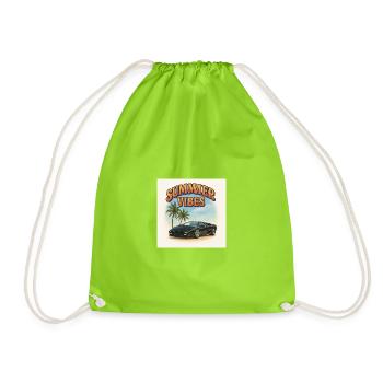Summer Vibes - Sports Cars and Palm Trees - Drawstring Bag - neon green - Front