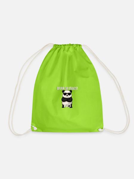 Before you ask: Nope – Funny Panda T-Shirt - Drawstring Bag - neon green