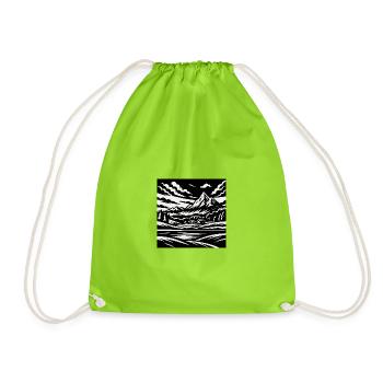 Alpine Landscape – Mountain Style Shirt - Drawstring Bag - neon green - Front