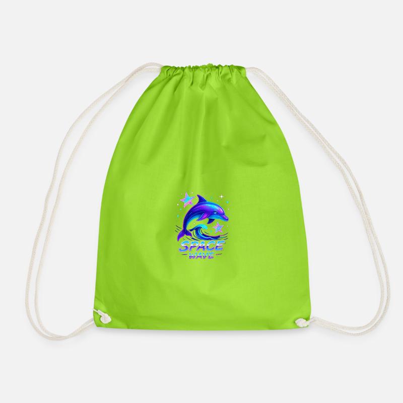Neon Space Wave Delphin Design - Turnbeutel - Neongrün