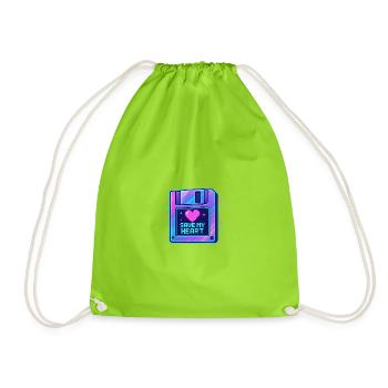 Pixel Heart Save My Heart - Drawstring Bag - neon green - Front