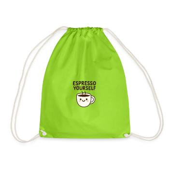 Conception mignonne de tasse à café Kawaii - Sac de sport léger - vert néon - Devant