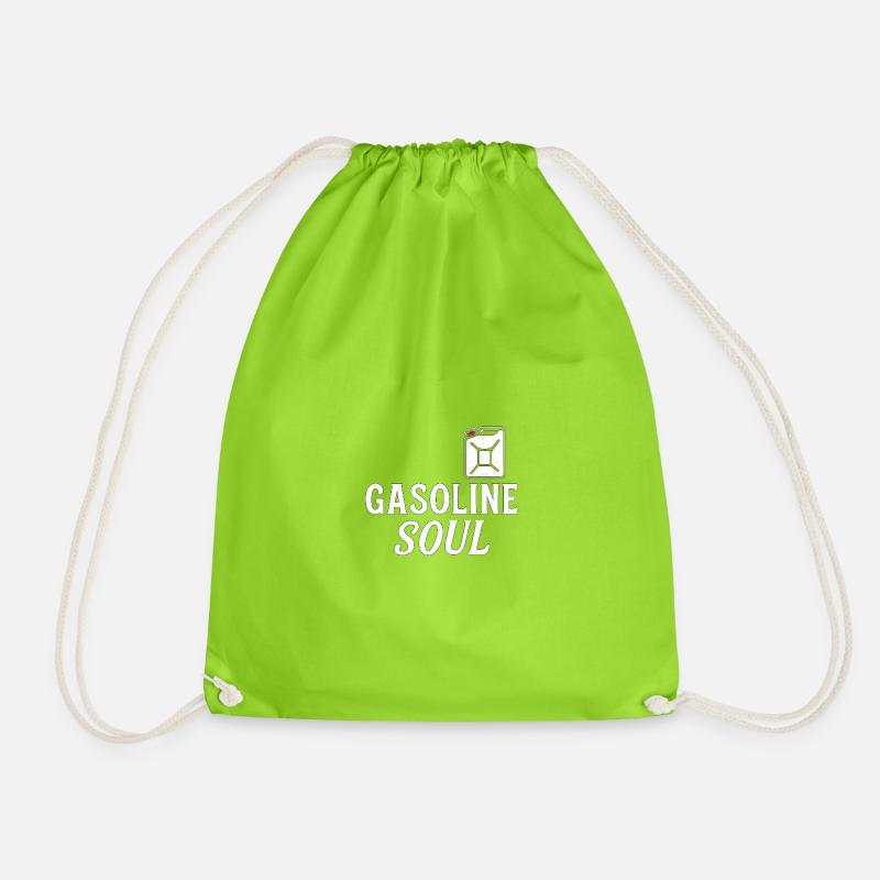 Gasoline Soul – Vintage Biker Design - Drawstring Bag - neon green
