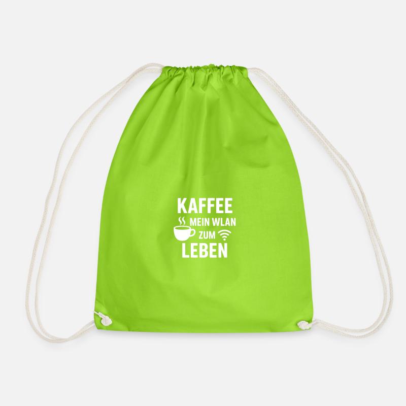 Kaffee WLAN Zum Leben - Turnbeutel - Neongrün