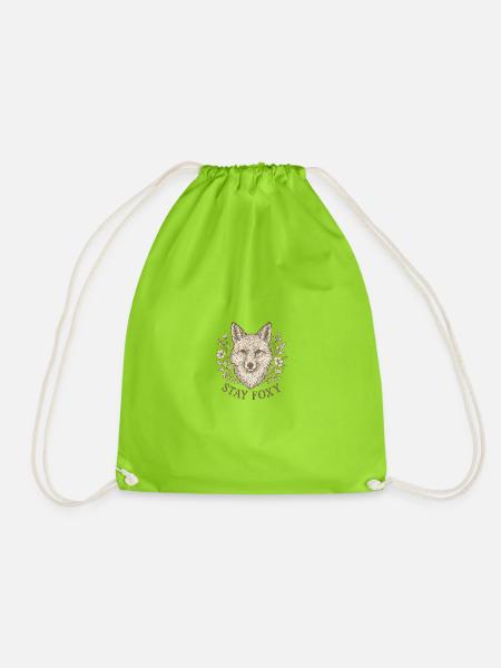 Stay Foxy – Wild & Stylish - Drawstring Bag - neon green
