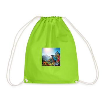 King fishermen in the flower paradise - Drawstring Bag - neon green - Front
