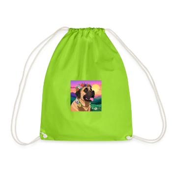 Dogue avec couronne florale - Sac de sport léger - vert néon - Devant