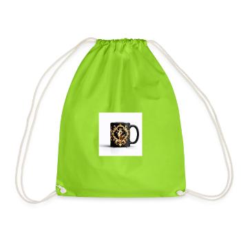 Figurine dorée baroque sur une tasse noire - Sac de sport léger - vert néon - Devant