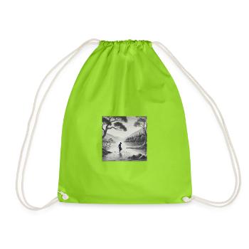 Silhouette at the lake in the moonlight - Drawstring Bag - neon green - Front